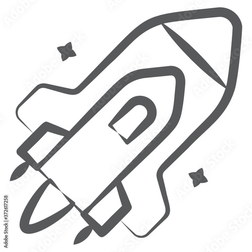 
Missile, rocket launcher icon in doodle design.
