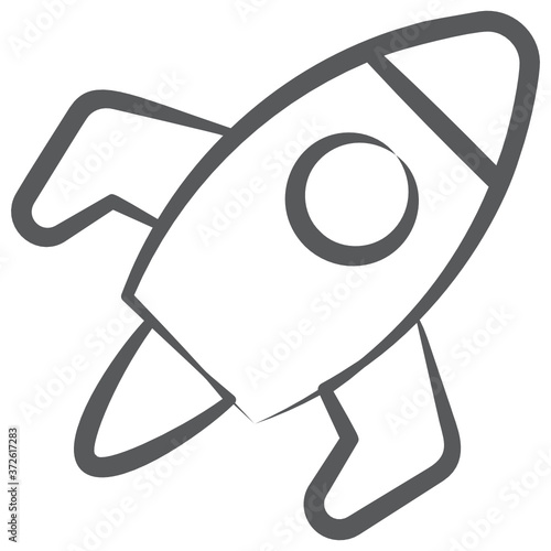 
Missile, rocket launcher icon in doodle design.
