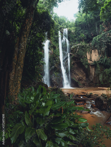 Waterfall in the forest ,Waterfall in nature travel mok fah waterfall