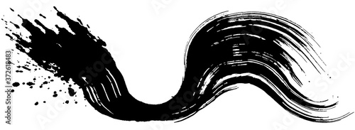 波　波しぶき　手書きの毛筆イラスト