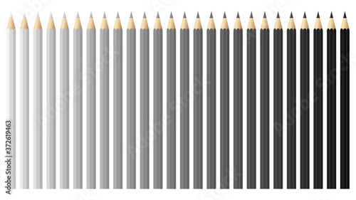 Black and white pencils, crayons set, back to school. Black and white spectrum vector pencils and crayons isolated on white background. Very high quality.
