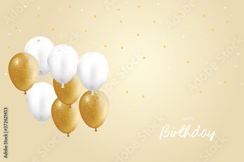 birthday wishes with balloon and confetti elements photo