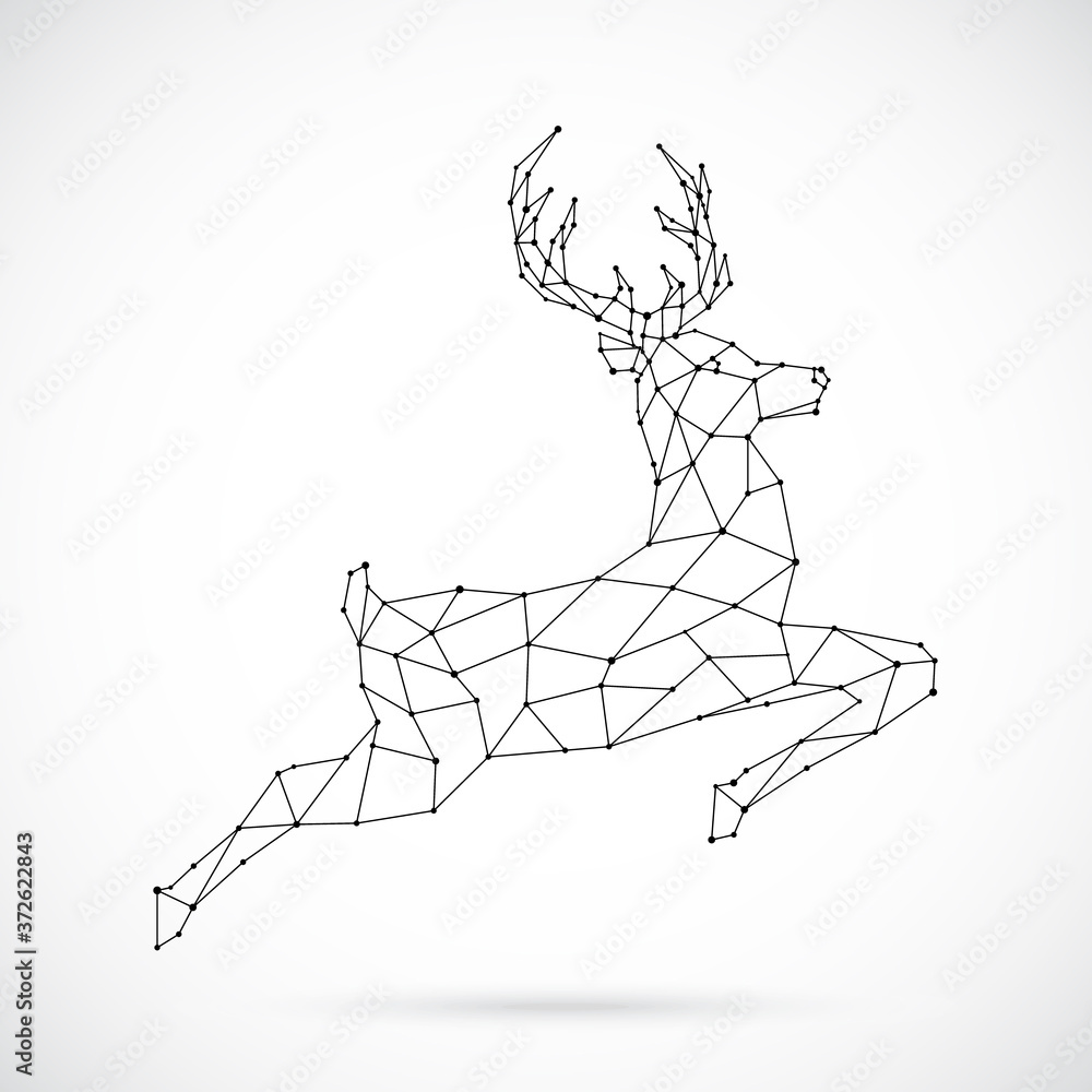 Fototapeta Abstract polygonal deer design. Geometric reindeer illustration. Scandinavian style poster with abstract deer. Vector print.