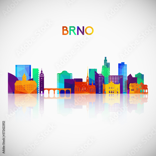 Brno skyline silhouette in colorful geometric style. Symbol for your design. Vector illustration.