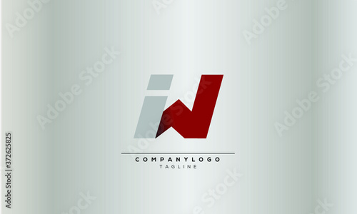 IW WI Abstract initial monogram letter alphabet logo design