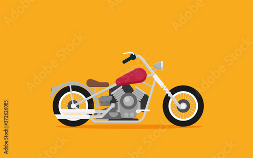 Flat vector classic motorcycle on color background