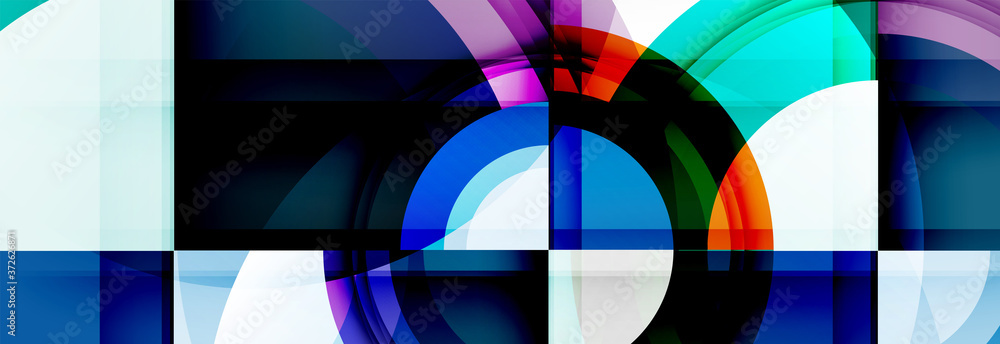 Obraz premium Round shapes, triangles and circles. Modern abstract background