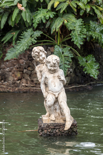 Marble sculpture  Meninos   in Funchal Municipal Garden on Madeira  Portugal