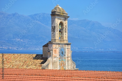 bell tower of the church in Gaeta medieval town, italy photo