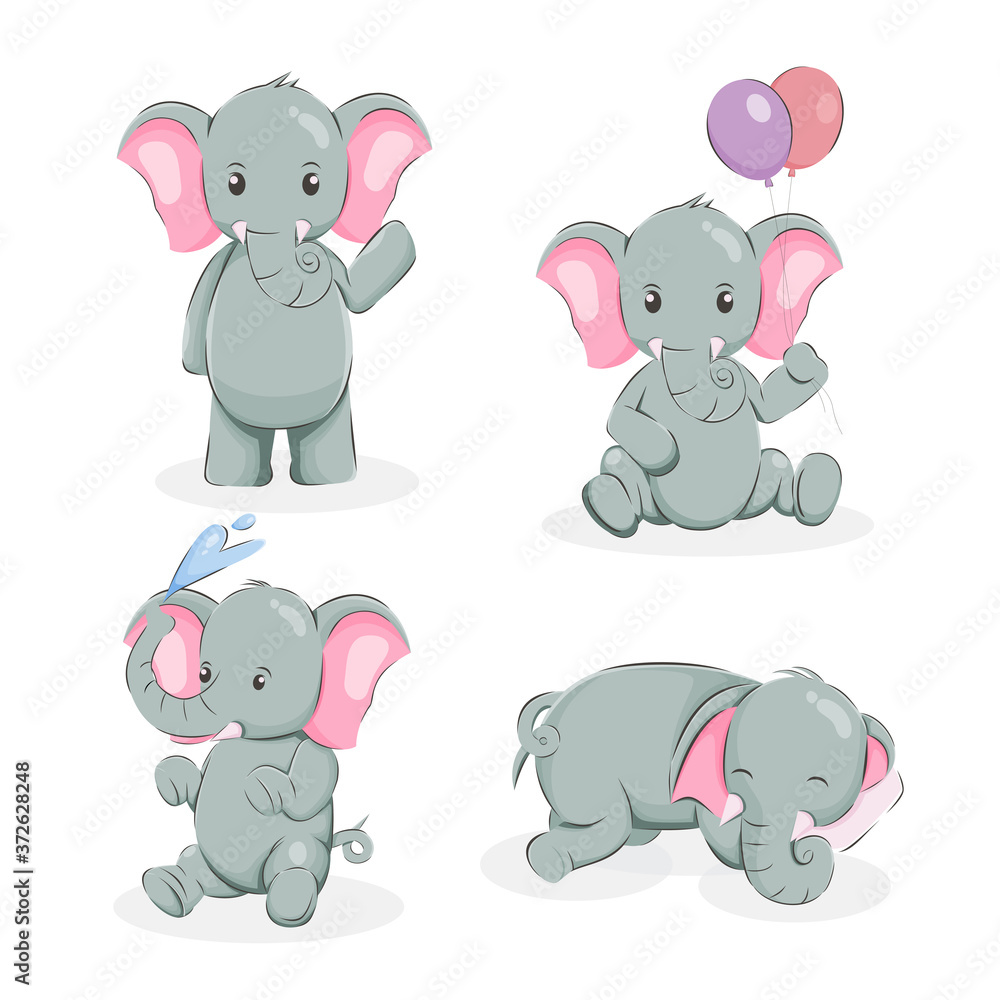 Fototapeta premium cute elephant cartoon vector illustration