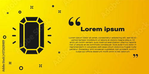 Black Diamond icon isolated on yellow background. Jewelry symbol. Gem stone. Vector.
