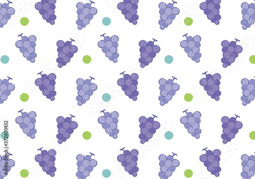 ぶどう模様の手描き風背景　横／Cute hand drawn background of grapes