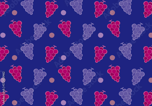 ぶどう模様のオシャレな手描き風背景　横／Grape fashionable hand drawn background