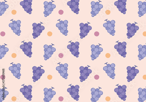 ぶどう模様のかわいい手描き風背景　横／
Cute hand drawn background of grapes