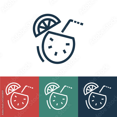 Linear vector icon with coconut