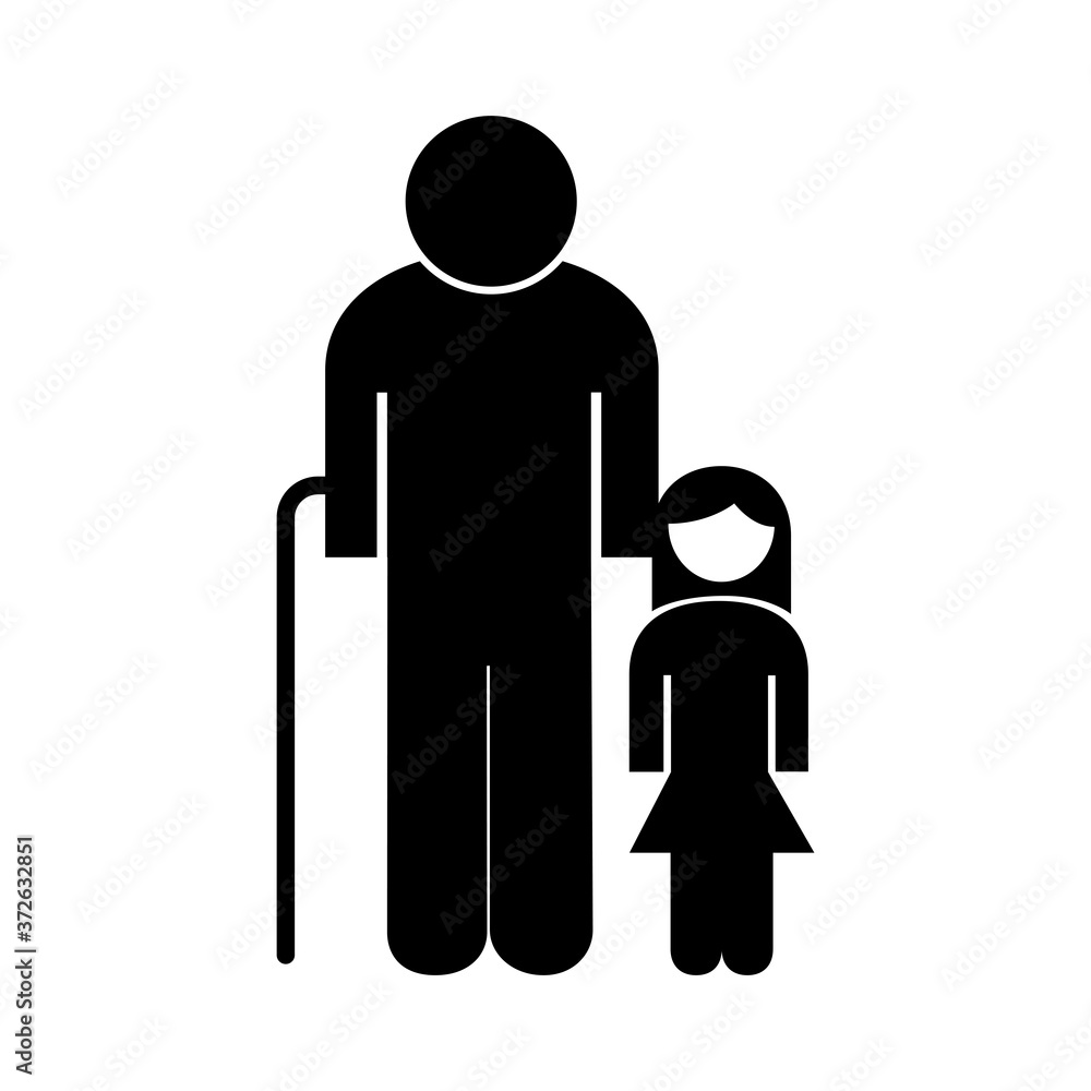 old grandfather with granddaughter avatar silhouette style icon old grandfather with granddaughter avatar silhouette style icon
