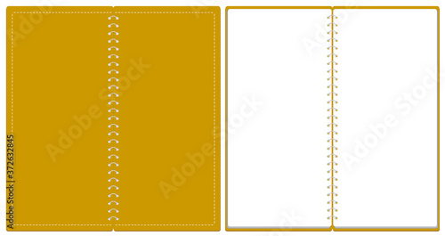 スケッチブック リングノート 表紙とページのセット イラスト ベクター ※A4の三つ折りサイズ