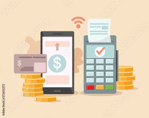 POS-terminal payment and financial transactions. Online and mobile payments concept.