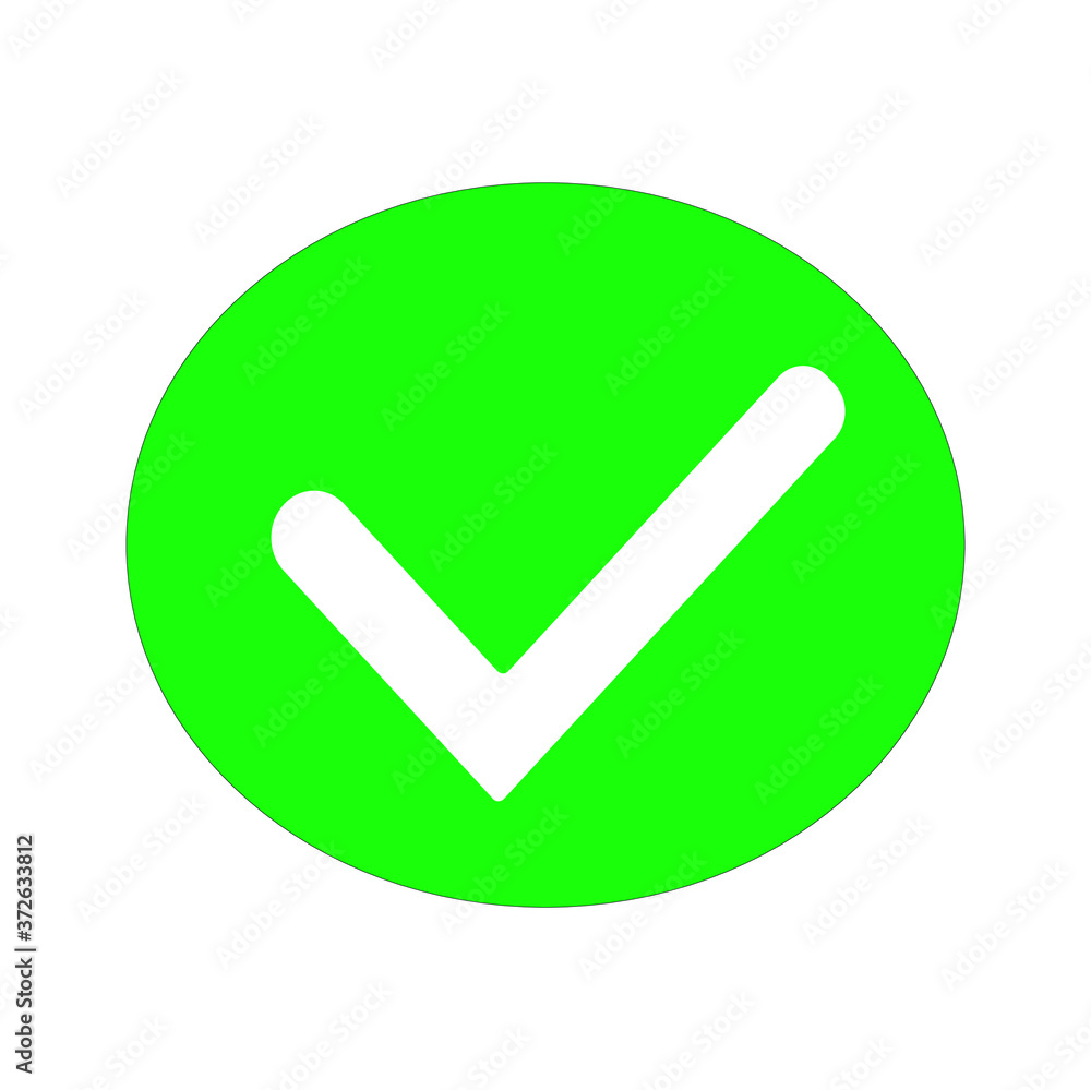 Yes / Accept / Correct / Check Mark, Web icon vector illustration,green on white isolated background Yes / Accept / Correct / Check Mark, Web icon vector illustration,green on white isolated background