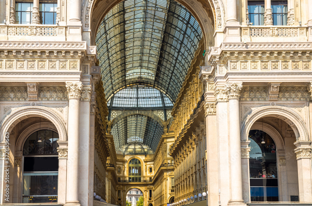 Gallery Vittorio Emanuele II famous luxury shopping mall, Milan, Italy