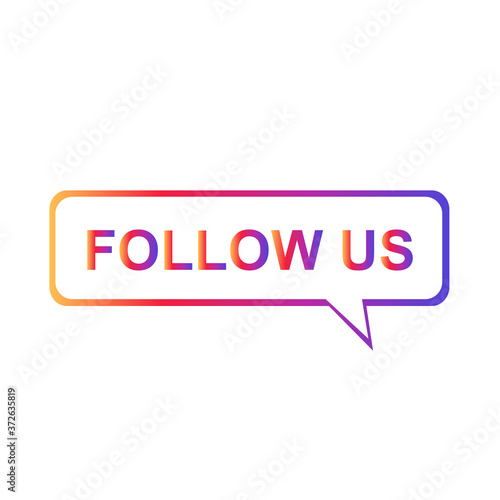 Button Follow us on white background. Vector illustration