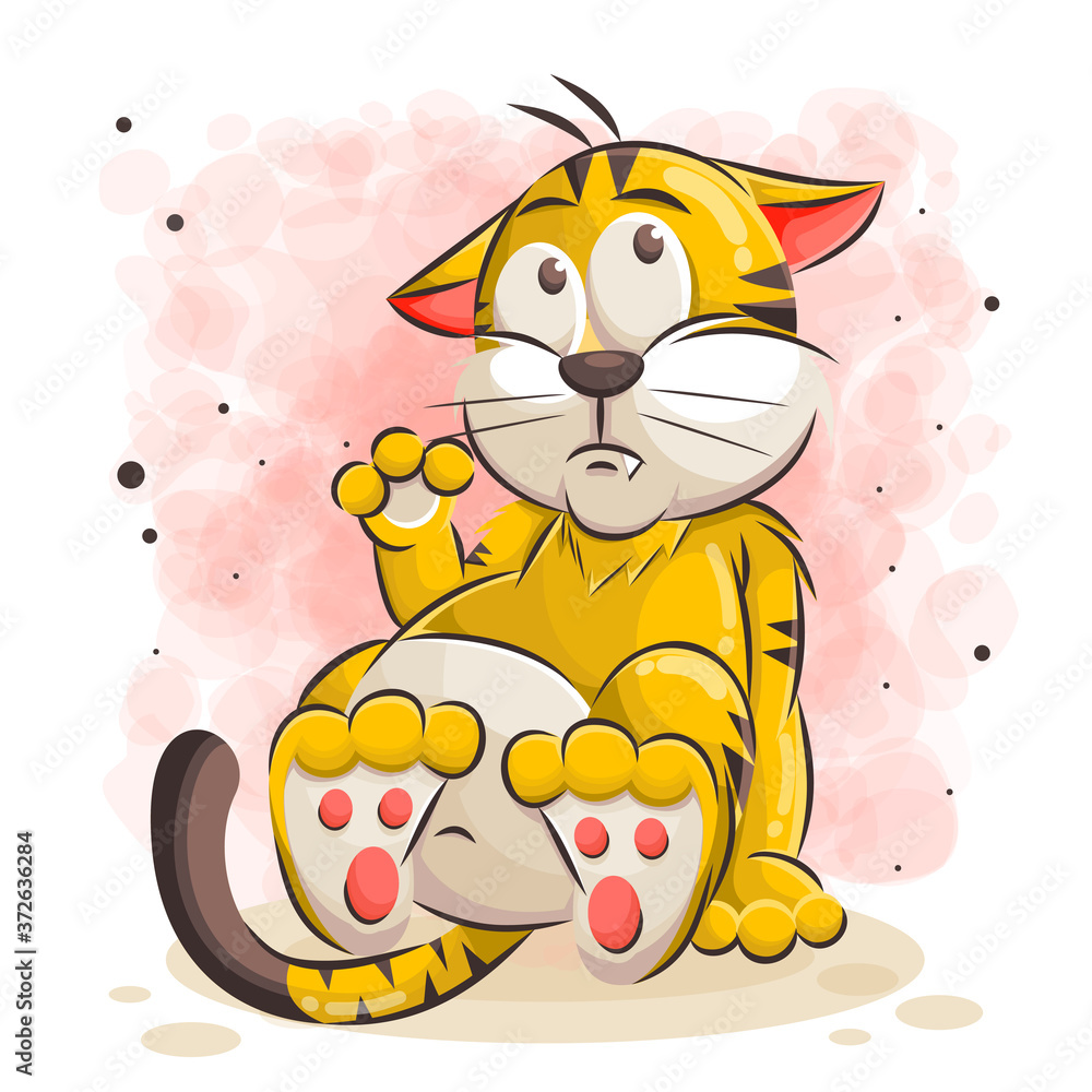 Naklejka premium cute cat cartoon vector illustration