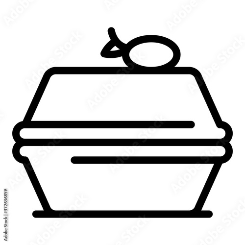 Plastic food container icon. Outline plastic food container vector icon for web design isolated on white background