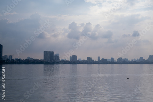 Westlake cloudy cityscape of Hanoi
