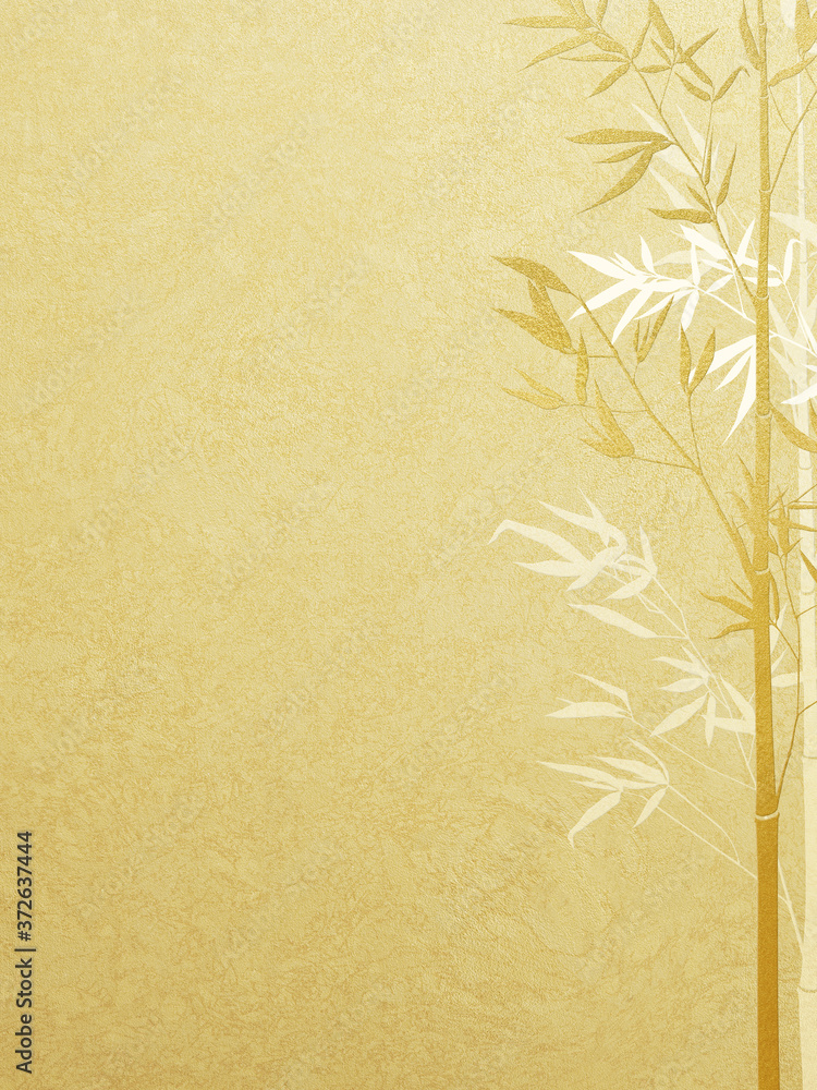 Fototapeta premium Bamboo silhouette drawn on gold leaf-Japanese style background