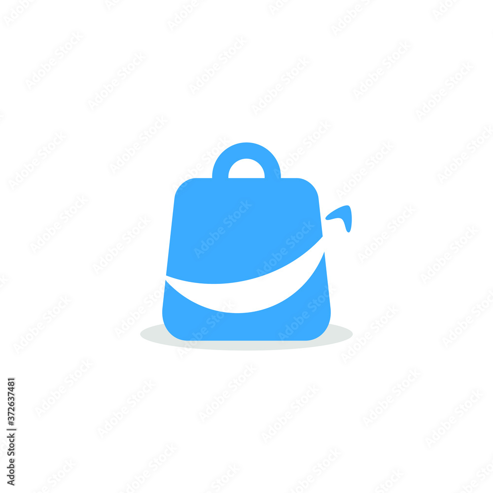 happy shopping bag logo vector eps