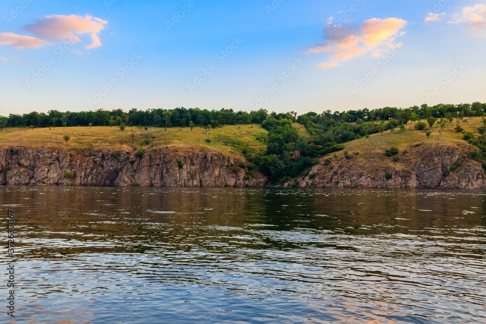 View of the Dnieper river in Zaporizhia, Ukraine