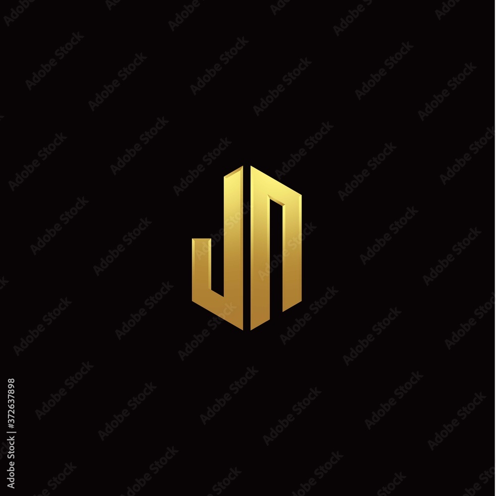 Obraz premium J N modern monogram style initial logo template