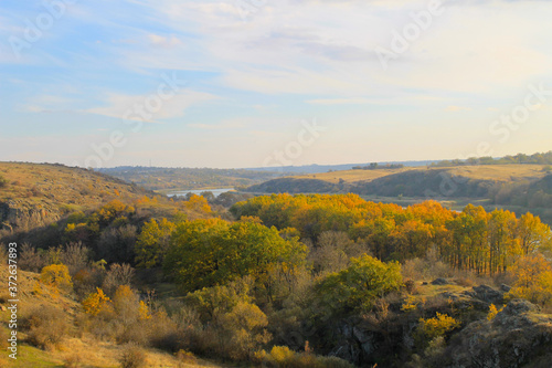 River Southern Bug in Ukraine on autumn © olyasolodenko