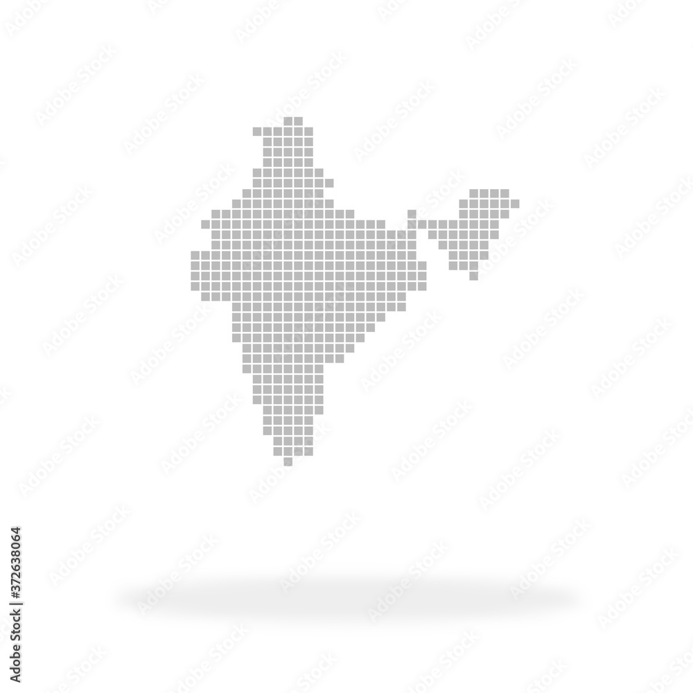 Umriss vom Land Indien aus grauen Quadraten mit Schatten