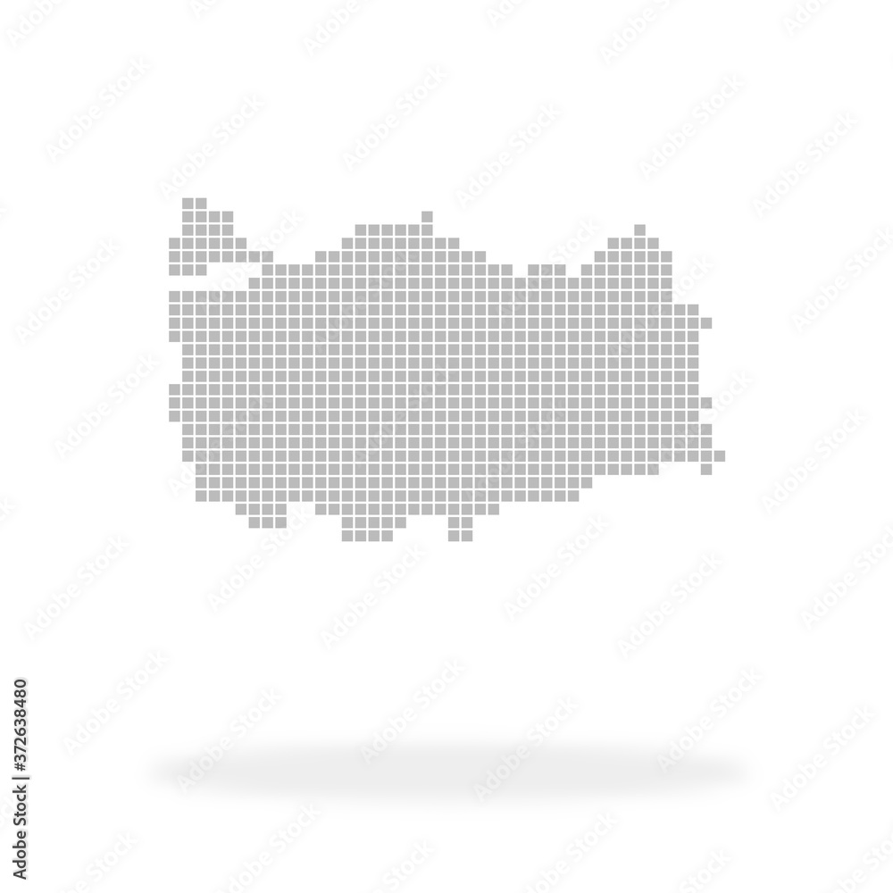 Umriss vom Land Türkei aus grauen Quadraten mit Schatten