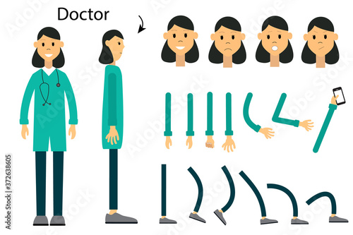 The character is a doctor. Character for animation. Set for your movement.
