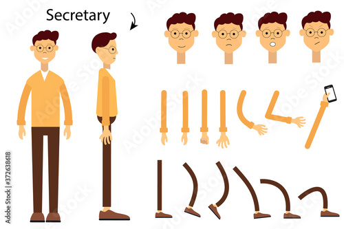 The character is a secretary. Character for animation. Vector character for a cartoon. 