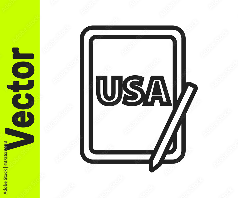 Black line USA United states of america on graphic tablet icon isolated on white background. Vector. Black line USA United states of america on graphic tablet icon isolated on white background. Vector.