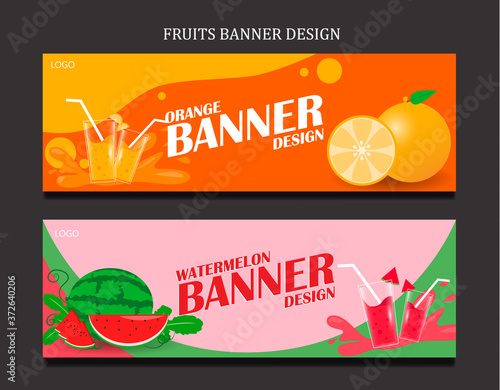 vector illustration of a set of web banners fruits