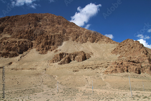 View of the mountains near Tingri on the way to Everest Base Camp in Tibet, China photo