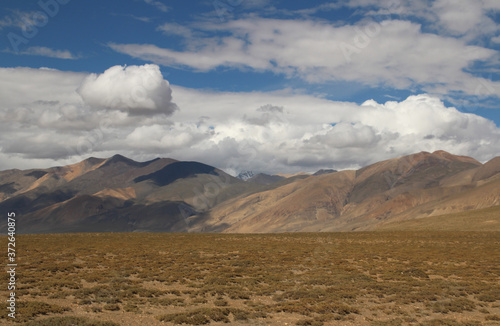 View of the mountains near Tingri on the way to Everest Base Camp in Tibet, China