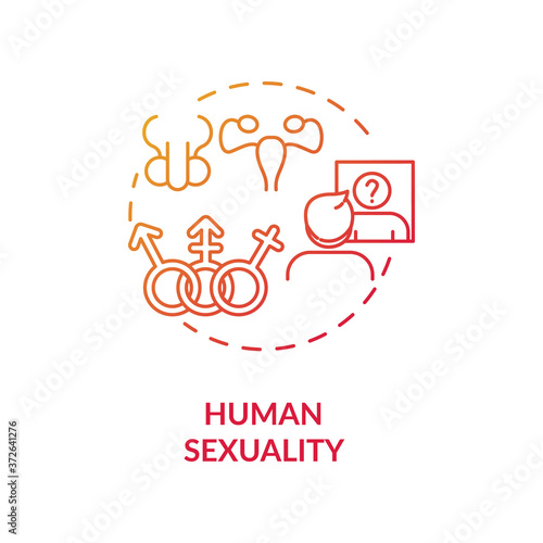 Human sexuality concept icon. Physiological and psychological aspects of sexual education. Self identification idea thin line illustration. Vector isolated outline RGB color drawing