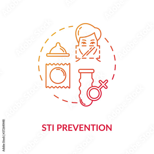 STI prevention concept icon. Reproductive health care, contraception idea thin line illustration. STDs protection, safe sex education. Vector isolated outline RGB color drawing