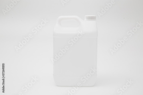 refill gallon of hand gel or hand sanitizer alcohol gel isolated on white background with clipping path for covid-19 virus or coronavirus protection concept and product presentation display