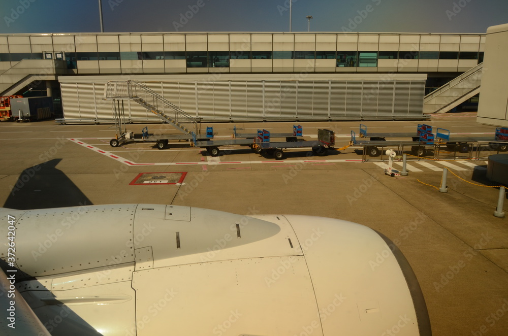 passenger aircraft at airport Airside restricted area, high security