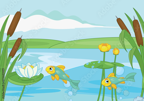 Scene with lotus in the pond