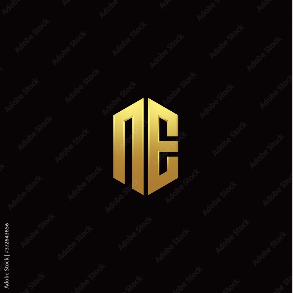 N E modern monogram style initial logo template N E modern monogram style initial logo template