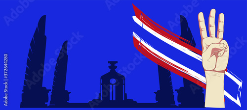 Raise 3 fingers.Demand democracy  Thailand.Banner modern Idea and Concept.