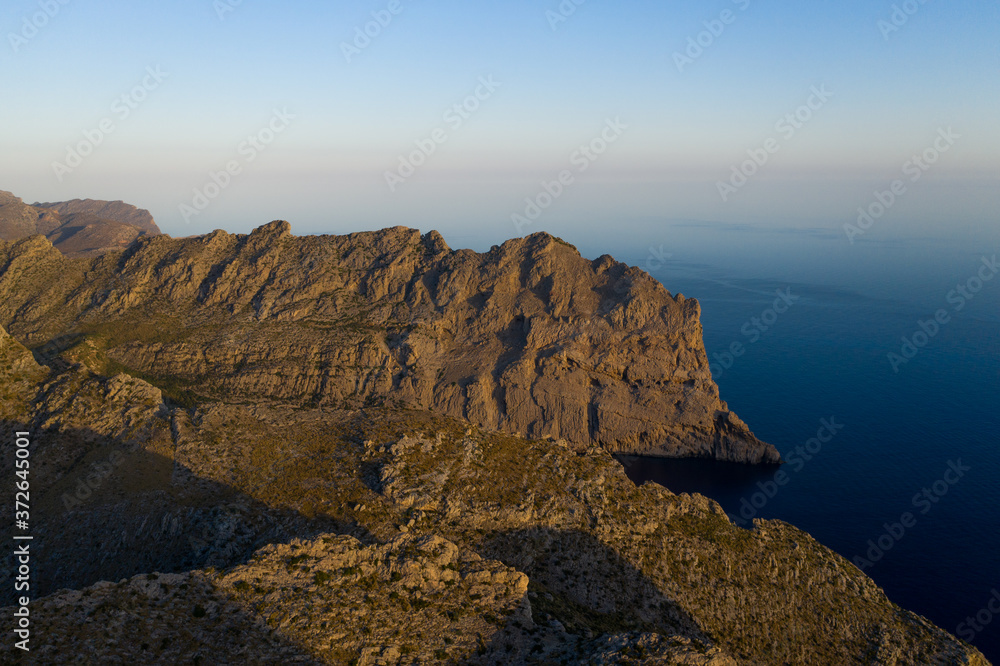 Obraz premium Aerial drone phpotography of sunset Mallorca landscape 