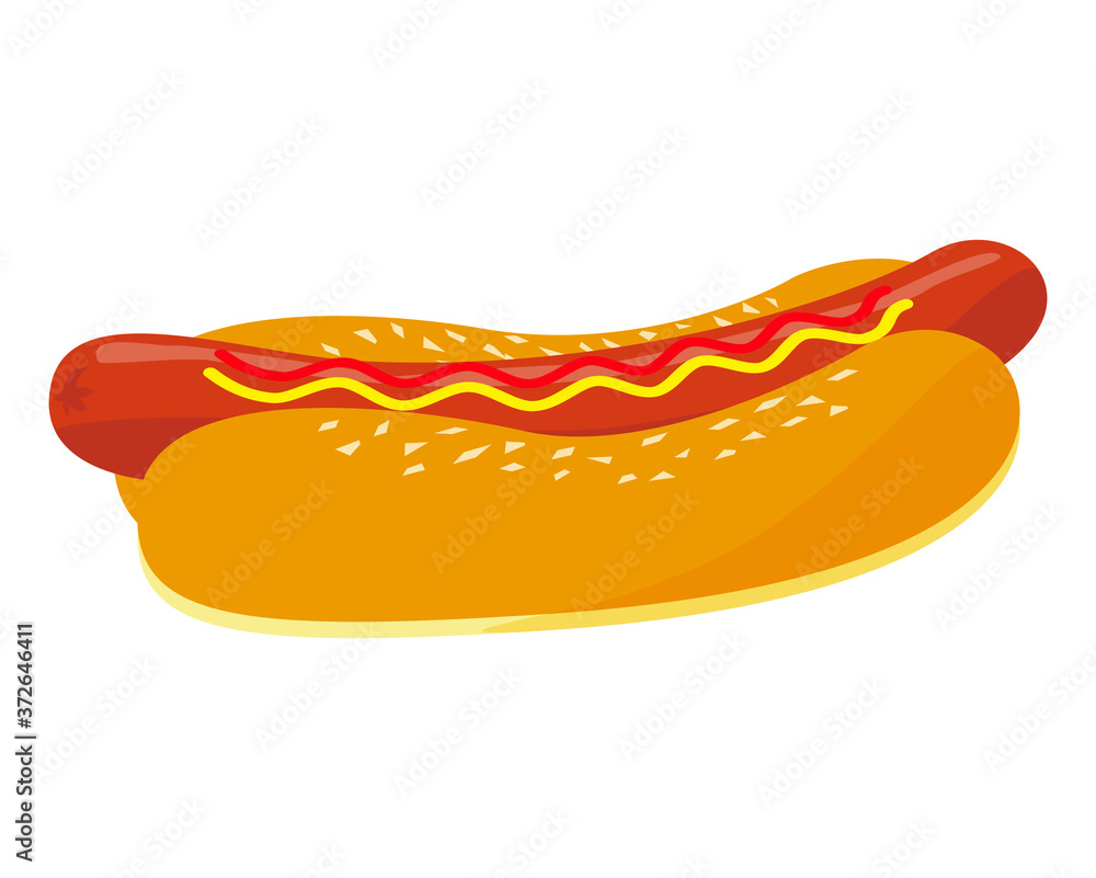 マスタードとケチャップソースをかけたホットドックのベクターイラスト Stock Vector Adobe Stock
